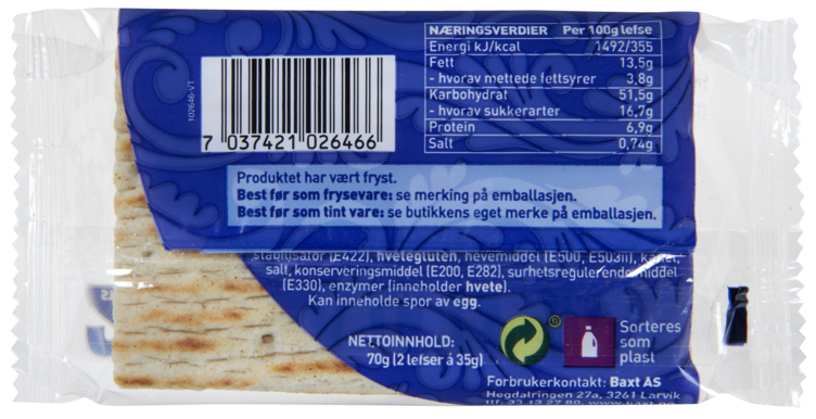 Lefsesnack 2stk 70g Vestlandslefsa - Bilde 7