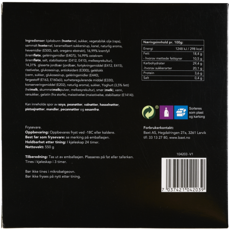 Ostekake Jordbær 550g Bakeverket - Bilde 7