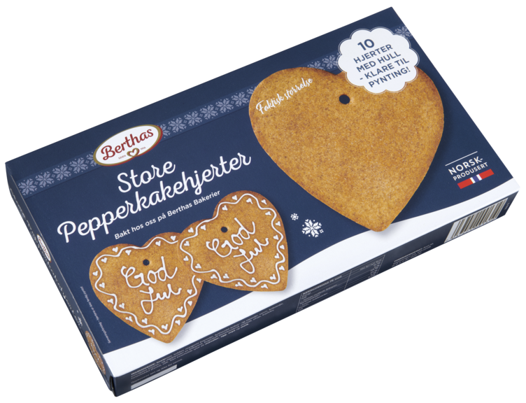 Store Pepperkakehjerter 10stk 410g Berthas - Bilde 2