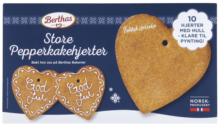 Store Pepperkakehjerter 10stk 410g Berthas - Bilde 3