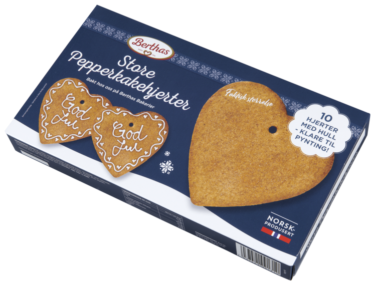 Store Pepperkakehjerter 10stk 410g Berthas - Bilde 4